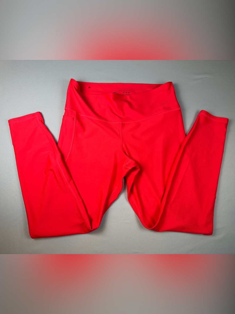 Under Armour Women’s XL Compression Leggings Running Neon Red Side Pocket